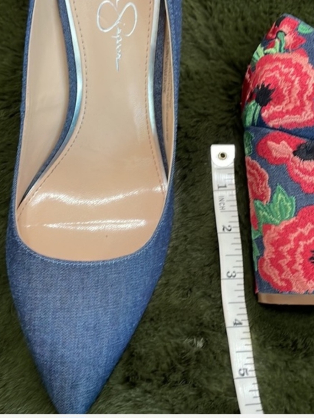 Denim Floral Pumps 40EU/10US